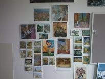 The wall opposite the bed